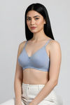 Zivame Beautiful Basics Double Layered Non Wired 3/4th Coverage T-Shirt Bra - Blue Blizzard — thumbnail 1